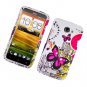 Hard Plastic 2-Piece Rubberized Snap On Design Case for HTC One X/Elite (AT&T) - Dual Pink Butterfly