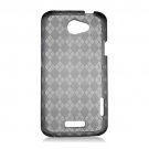 Soft TPU Gel Check Design Skin Cover Case for HTC One X/Elite (AT&T) - Smoke