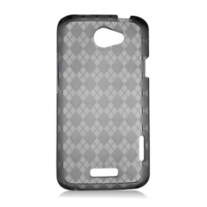 Soft TPU Gel Check Design Skin Cover Case for HTC One X/Elite (AT&T) - Smoke