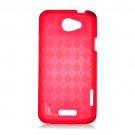 Soft TPU Gel Check Design Skin Cover Case for HTC One X/Elite (AT&T) - Red