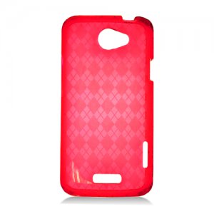 Soft TPU Gel Check Design Skin Cover Case for HTC One X/Elite (AT&T) - Red
