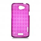 Soft TPU Gel Check Design Skin Cover Case for HTC One X/Elite (AT&T) - Purple