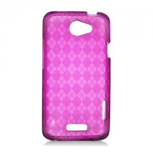 Soft TPU Gel Check Design Skin Cover Case for HTC One X/Elite (AT&T) - Purple