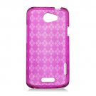 Soft TPU Gel Check Design Skin Cover Case for HTC One X/Elite (AT&T) - Hot Pink
