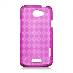 Soft TPU Gel Check Design Skin Cover Case for HTC One X/Elite (AT&T) - Hot Pink