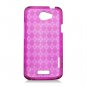 Soft TPU Gel Check Design Skin Cover Case for HTC One X/Elite (AT&T) - Hot Pink