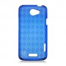 Soft TPU Gel Check Design Skin Cover Case for HTC One X/Elite (AT&T) - Blue