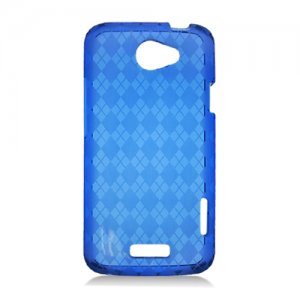 Soft TPU Gel Check Design Skin Cover Case for HTC One X/Elite (AT&T) - Blue