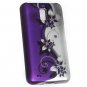 Hard Plastic 2-Piece Rubberized Snap On Design Case for LG Spectrum - Silver & Purple Vines