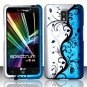 Hard Plastic 2-Piece Rubberized Snap On Design Case for LG Spectrum - Silver & Blue Vines