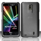 Hard Plastic 2-Piece Rubberized Snap On Design Case for LG Spectrum - Carbon Fiber