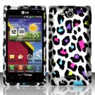 Hard Plastic 2-Piece Rubberized Snap On Design Case for LG Lucid 4G - Rainbow Leopard