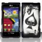 Hard Plastic 2-Piece Rubberized Snap On Design Case for LG Lucid 4G - Ace of Spade Skull
