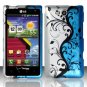 Hard Plastic 2-Piece Rubberized Snap On Design Case for LG Lucid 4G - Silver and Blue Vines