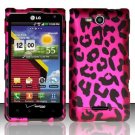 Hard Plastic 2-Piece Rubberized Snap On Design Case for LG Lucid 4G - Hot Pink Leopard
