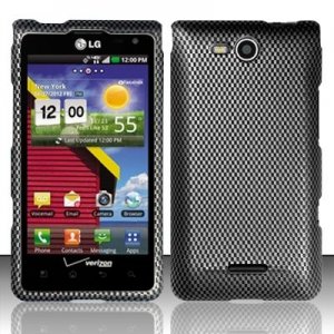 Hard Plastic 2-Piece Rubberized Snap On Design Case for LG Lucid 4G - Carbon Fiber