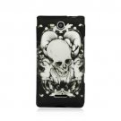 Hard Plastic 2-Piece Rubberized Snap On Design Case for LG Lucid 4G - Black Skull and Angels