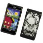 Hard Plastic 2-Piece Rubberized Snap On Design Case for LG Lucid 4G - Black Skull and Angels
