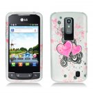 Hard Plastic 2-Piece (Snap On) Rubberized Design Case for LG Nitro HD - Floating Hearts