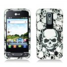 Hard Plastic 2-Piece (Snap On) Rubberized Design Case for LG Nitro HD - White Skulls