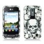 Hard Plastic 2-Piece (Snap On) Rubberized Design Case for LG Nitro HD - White Skulls