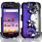 Hard Plastic Snap On Rubberized Design Case for Samsung Galaxy S Blaze 4G - Silver & Purple Vines