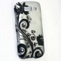 Hard Plastic Snap On Rubberized Design Case for Samsung Galaxy S Blaze 4G - Silver & Black Vines