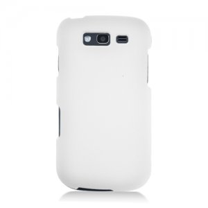 Hard Plastic Snap On Rubberized Cover Case for Samsung Galaxy S Blaze 4G - White