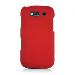 Hard Plastic Snap On Rubberized Cover Case for Samsung Galaxy S Blaze 4G - Red