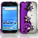 Hard Plastic Rubber Feel Design Case for Samsung Galaxy S II/Hercules T989 - Silver & Purple Vines