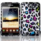 Hard Plastic 2-Piece (Snap On) Rubberized Design Case for Samsung Galaxy Note - Rainbow Leopard