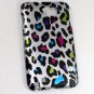 Hard Plastic 2-Piece (Snap On) Rubberized Design Case for Samsung Galaxy Note - Rainbow Leopard