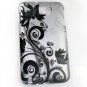 Hard Plastic 2-Piece (Snap On) Rubberized Design Case for Samsung Galaxy Note - Silver & Black Vines