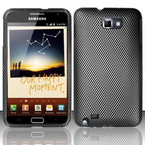 Hard Plastic 2-Piece (Snap On) Rubberized Design Case for Samsung Galaxy Note - Carbon Fiber
