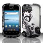 Hard Plastic Snap-On Rubberized Design Case Cover for ZTE Fury - Silver and Black Vines