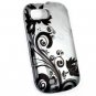Hard Plastic Snap-On Rubberized Design Case Cover for ZTE Fury - Silver and Black Vines