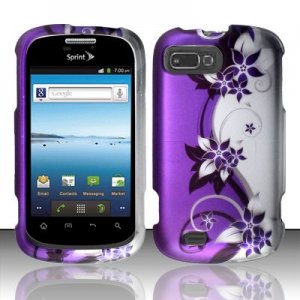 Hard Plastic Snap-On Rubberized Design Case Cover for ZTE Fury - Silver and Purple Vines