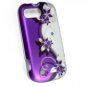 Hard Plastic Snap-On Rubberized Design Case Cover for ZTE Fury - Silver and Purple Vines