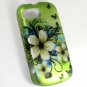 Hard Plastic Snap-On Rubberized Design Case Cover for ZTE Fury - Green Flowers and Butterfly
