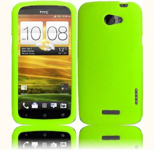 Hard Plastic 2-Piece Rubberized Snap On Cover Case for HTC One X/Elite (AT&T) - Neon Green
