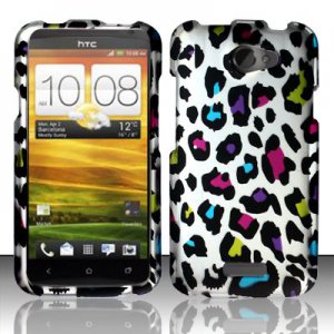 Hard Plastic Rubberized Snap On Design Case for HTC One X/Elite (AT&T) - Rainbow Leopard
