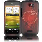 Hard Plastic Rubberized Snap On Design Case for HTC One X/Elite (AT&T) - Red Heart