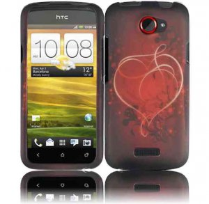 Hard Plastic Rubberized Snap On Design Case for HTC One X/Elite (AT&T) - Red Heart