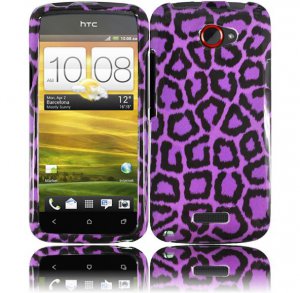 Hard Plastic 2-Piece (Snap On) Design Case for HTC One X/Elite (AT&T) - Purple Leopard