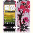 Hard Plastic 2-Piece (Snap On) Design Case for HTC One X/Elite (AT&T) - Pink Flower
