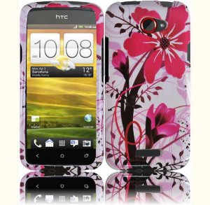 Hard Plastic 2-Piece (Snap On) Design Case for HTC One X/Elite (AT&T) - Pink Flower