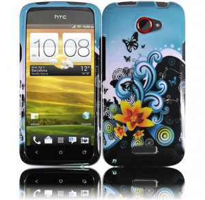 Hard Plastic 2-Piece (Snap On) Design Case for HTC One X/Elite (AT&T) - Yellow Flower & Butterfly