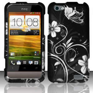 Hard Plastic Rubberized Snap On Design Case for HTC One V (Virgin Mobile) - Midnight Garden