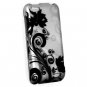 Hard Plastic Rubberized Snap On Design Case for HTC One V (Virgin Mobile) - Silver and Black Vines