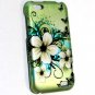 Hard Plastic Rubberized Snap On Design Case for HTC One V (Virgin Mobile) - Green Flowers Butterfly